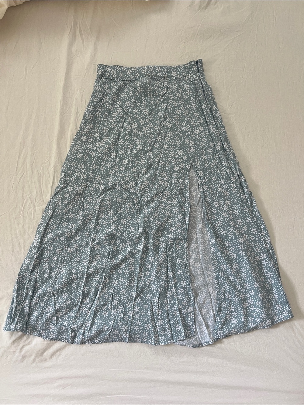 Reef blue Floral Midi Skirt with Side Slit